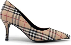 Scotland Genuine Leather Stiletto Heels Pumps with Tartan Pattern Classic Design