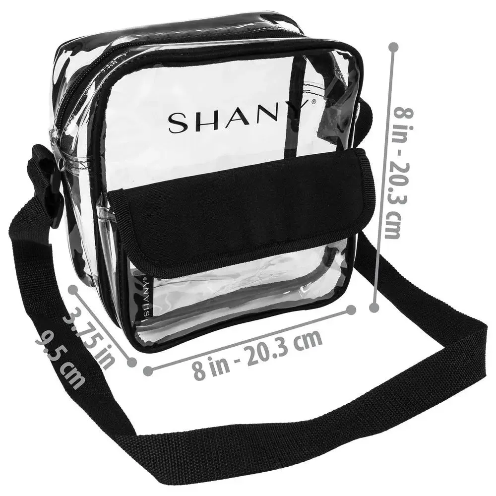 SHANY Clear All-Purpose Cross Body Messenger Bag, 8"x 8" x 4"