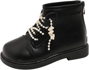 Short Ankle Boots for Toddler Girls Fashion Dress Booties Water-Proof Shoes with Zipper Outdoor Comfortable Flat