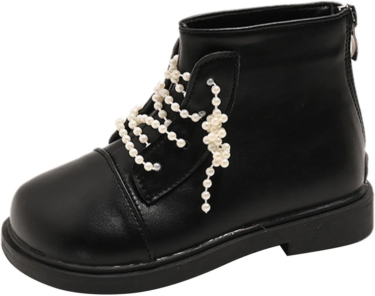 Short Ankle Boots for Toddler Girls Fashion Dress Booties Water-Proof Shoes with Zipper Outdoor Comfortable Flat