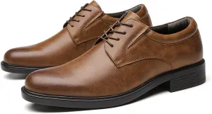 Single Season Oxford Shoes for Men Lace Up Derby Shoes Round Toe Vegan Leather Rubber Sole Anti-Slip Block Heel Resistant Non Slip Party Very Popular Among Young People