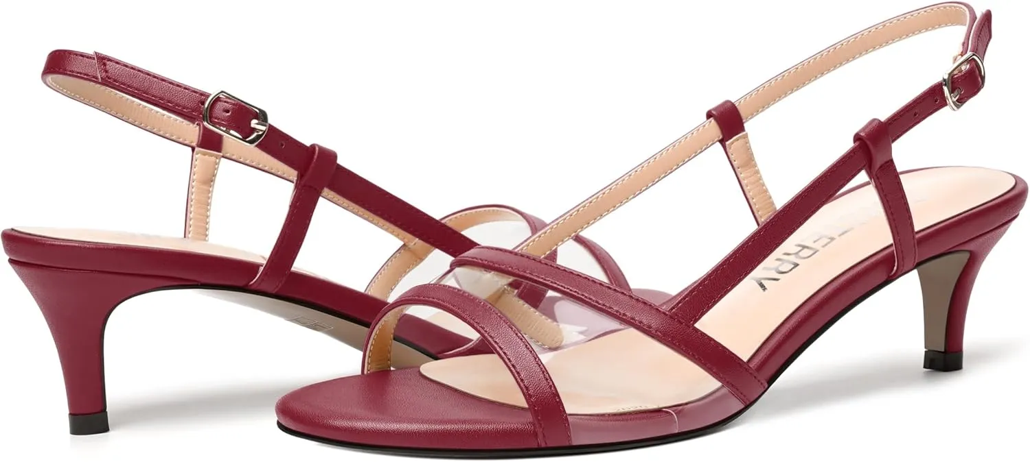 SKYSTERRY Womens Casual Dating Buckle Open Toe Slingback Matte Kitten Low Heel Heeled Sandals 2 Inch