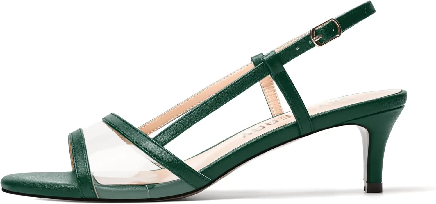 SKYSTERRY Womens Casual Dating Buckle Open Toe Slingback Matte Kitten Low Heel Heeled Sandals 2 Inch