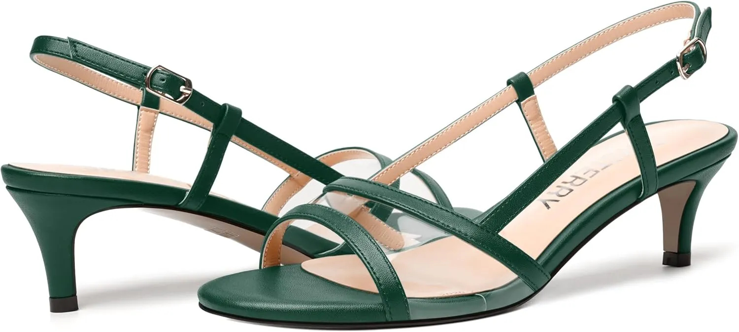 SKYSTERRY Womens Casual Dating Buckle Open Toe Slingback Matte Kitten Low Heel Heeled Sandals 2 Inch