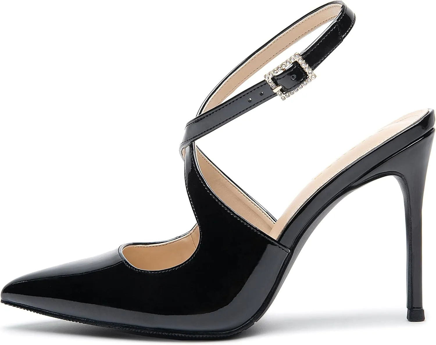 Slingback Heels for Women Pointed Closed Toe Stiletto Pumps Cross Strap Kitten Heels Wedding Party Dress Sandals Shoes