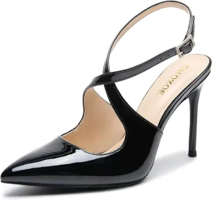 Slingback Heels for Women Pointed Closed Toe Stiletto Pumps Cross Strap Kitten Heels Wedding Party Dress Sandals Shoes