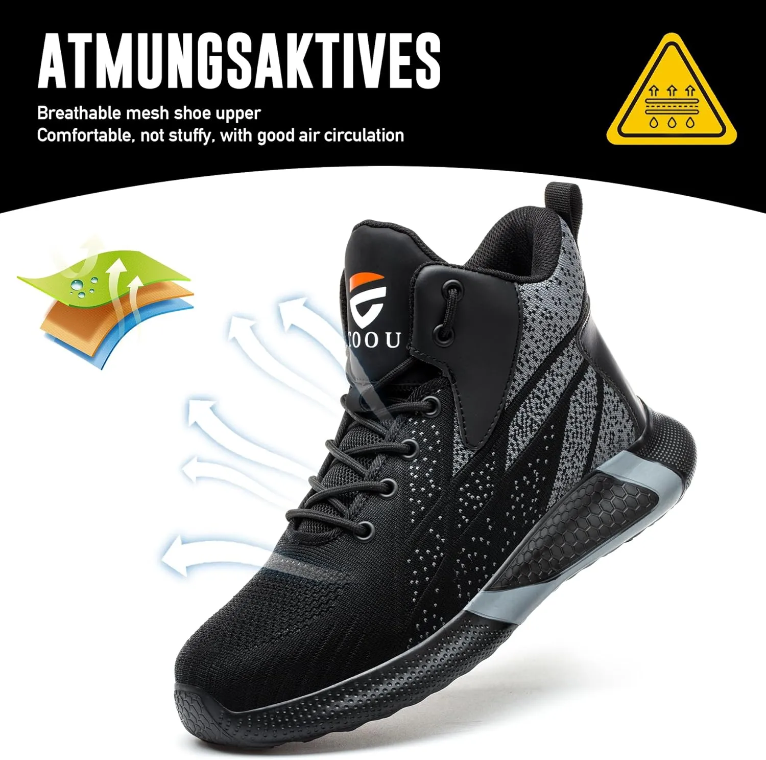 Steel Toe Shoes for Men Comfortable Safety Shoes Mid Cut Industrial Boot Slip Resistant Steel Toe Boots for Women