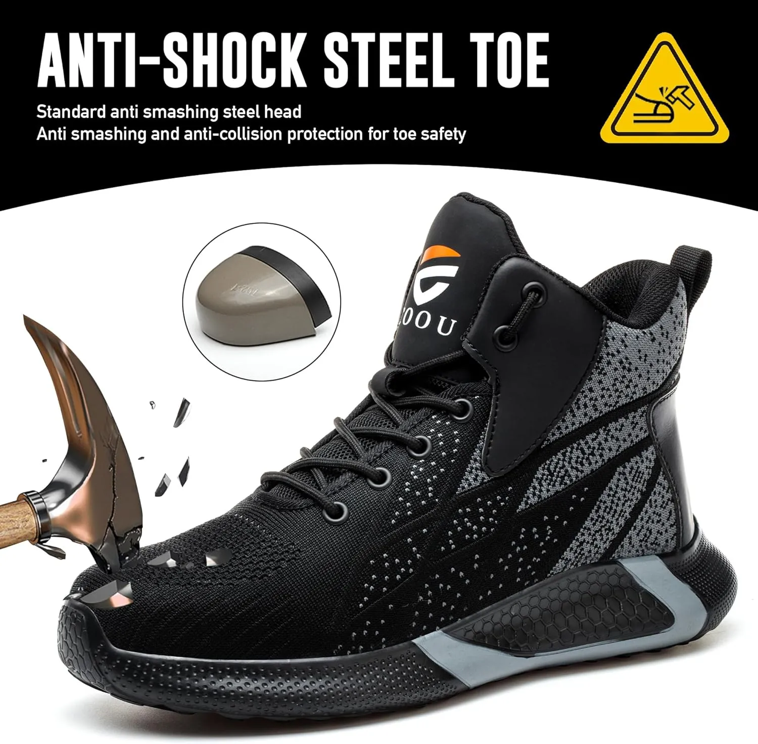 Steel Toe Shoes for Men Comfortable Safety Shoes Mid Cut Industrial Boot Slip Resistant Steel Toe Boots for Women