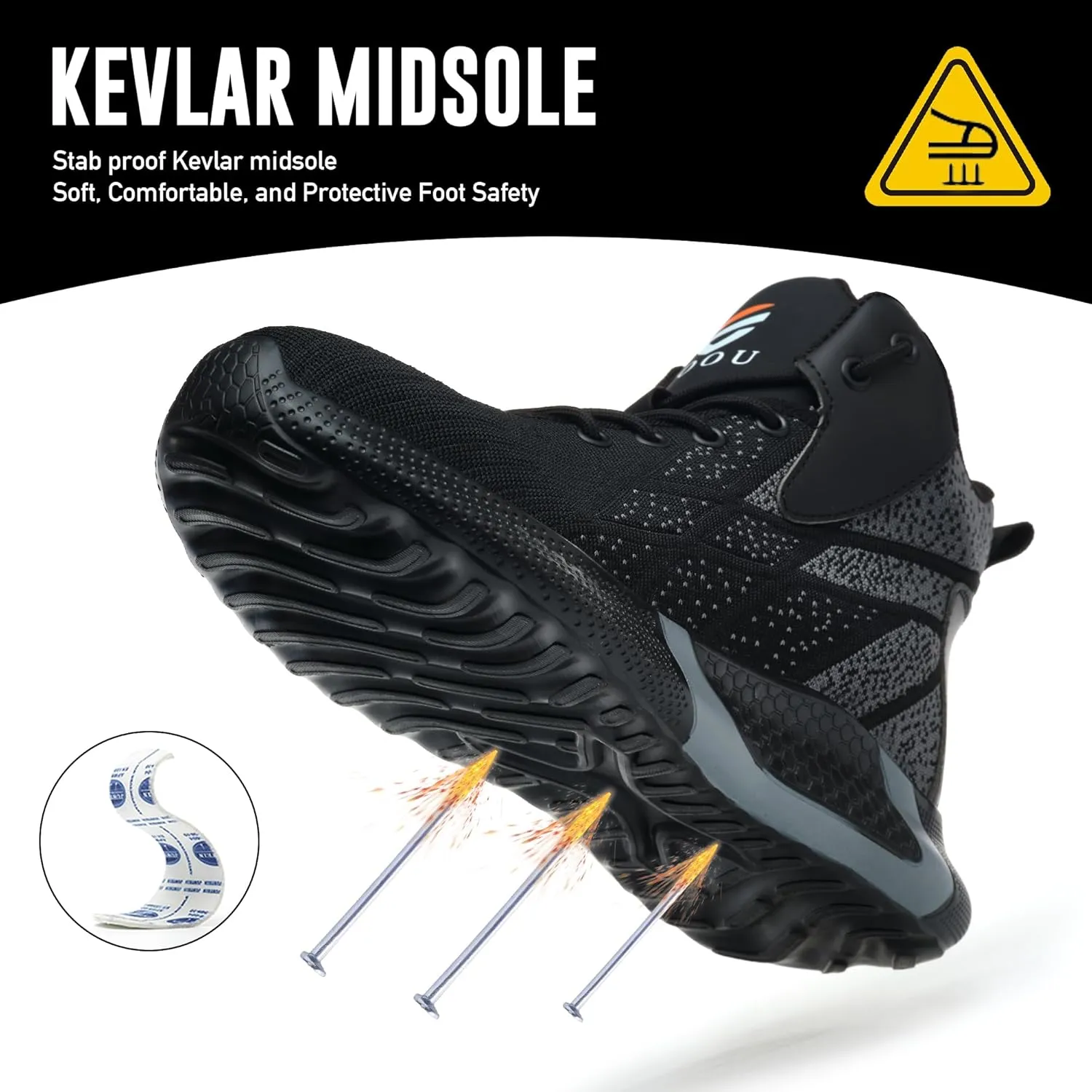 Steel Toe Shoes for Men Comfortable Safety Shoes Mid Cut Industrial Boot Slip Resistant Steel Toe Boots for Women