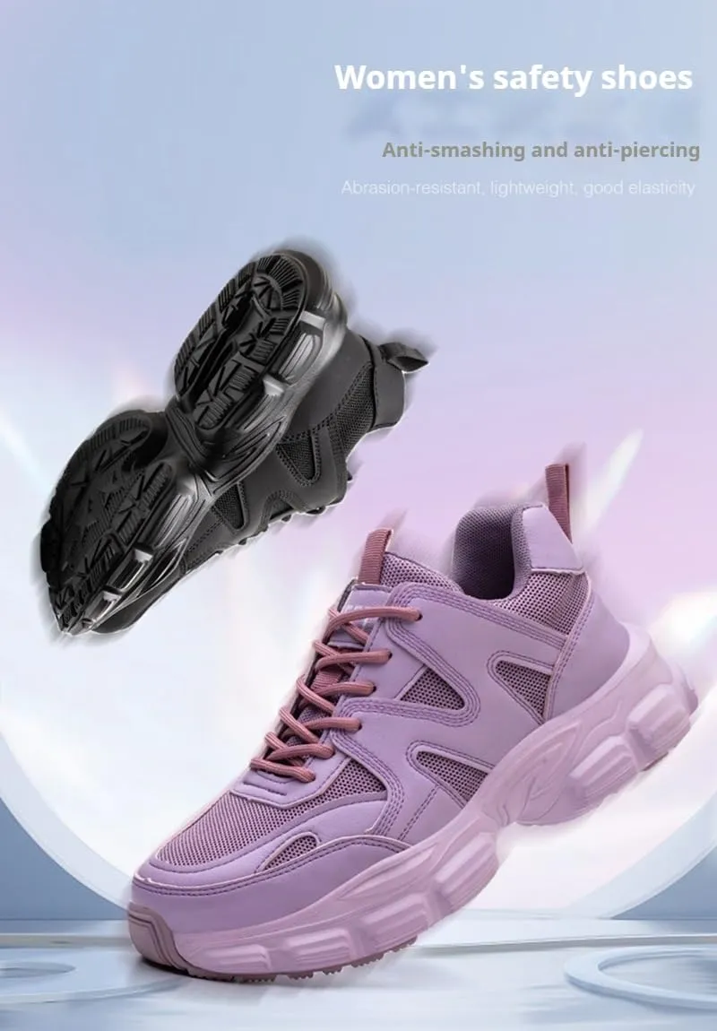 Steel Toe Shoes for Women Anti-Smashing & Puncture-Resistant Non-Skid & Puncture-Resistant Safety Shoes