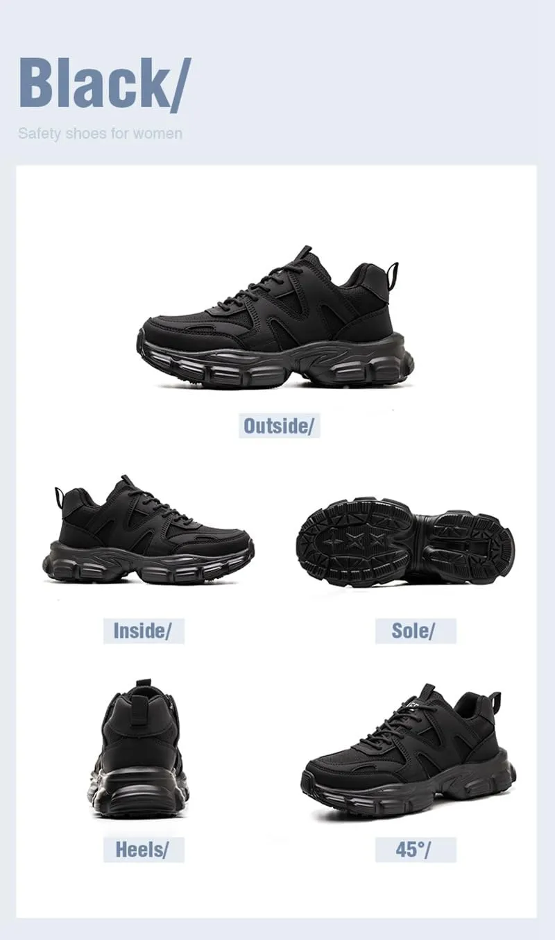 Steel Toe Shoes for Women Anti-Smashing & Puncture-Resistant Non-Skid & Puncture-Resistant Safety Shoes