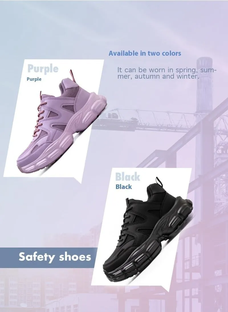 Steel Toe Shoes for Women Anti-Smashing & Puncture-Resistant Non-Skid & Puncture-Resistant Safety Shoes