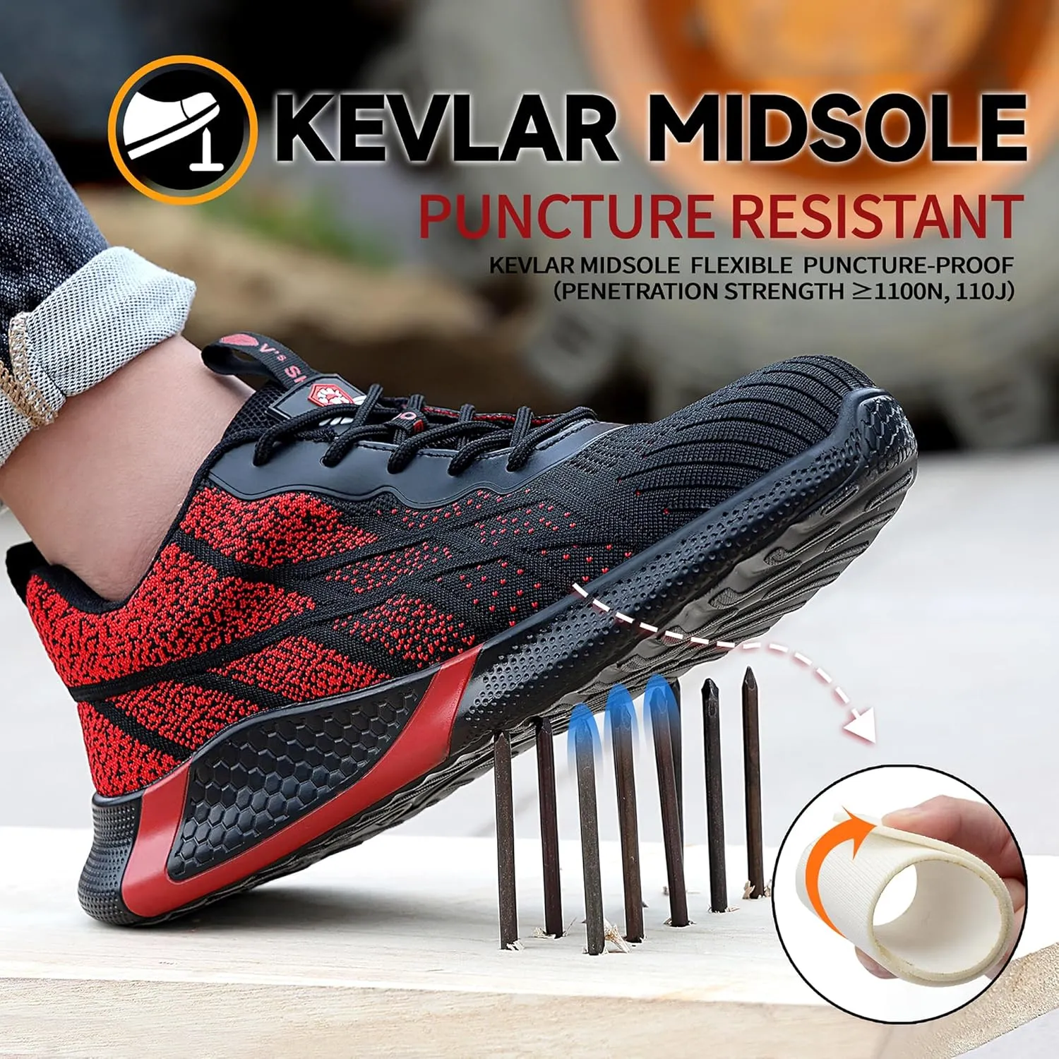 STEEL V's Men & Women Steel-Toe Work Shoes, Composite Toe, Lightweight, Breathable, Durable, Slip-Resistant, Arch Support, Oder Selector, Industrial Athlete, Zapatos de Seguridad para Hombres y Mujer