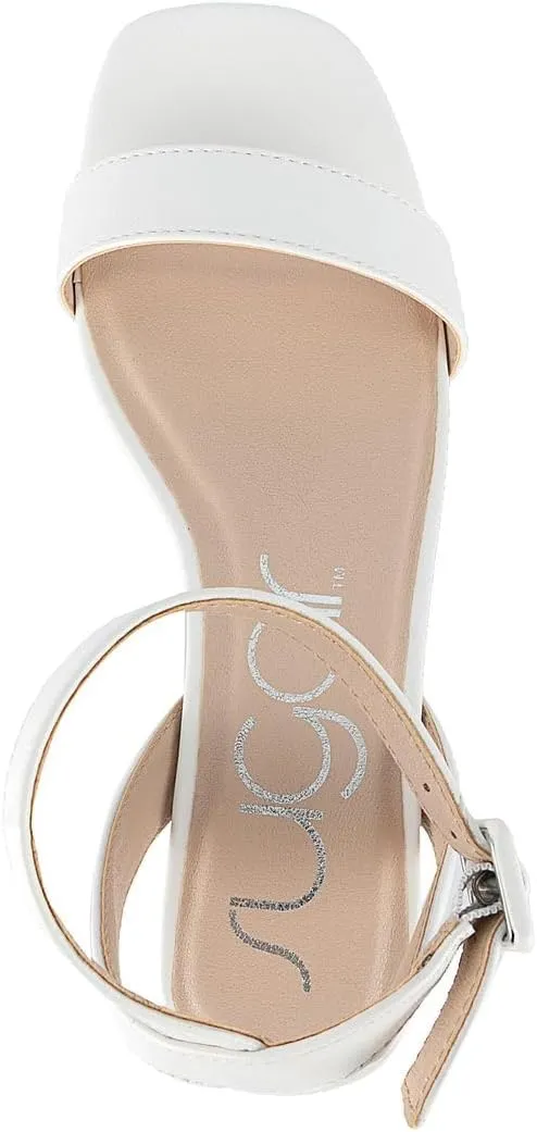 Sugar Women's Low Block Heel Dress Sandals  Ankle Strap Open Toe Comfortable Walking Heels for Casual, Party, or Work
