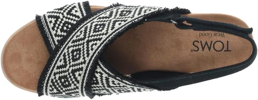 TOMS Womens Diana Crossover Southwest Platform Espadrille Casual Sandals Casual Mid Heel 2-3" - Black