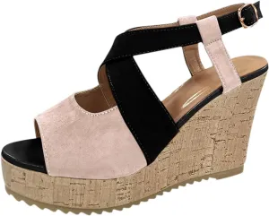 Wedge Sandal for Women Ankle Strap Flatform Arch Support Fish Mouth Toe Shoes Platform Espadrilles Chunky Non-Slip