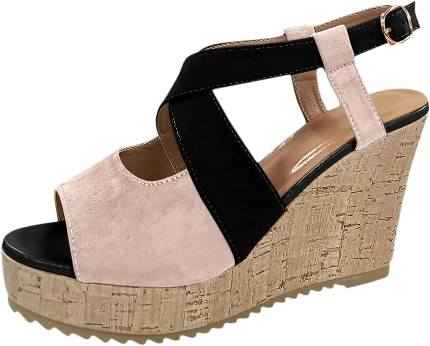 Wedge Sandal for Women Ankle Strap Flatform Arch Support Fish Mouth Toe Shoes Platform Espadrilles Chunky Non-Slip