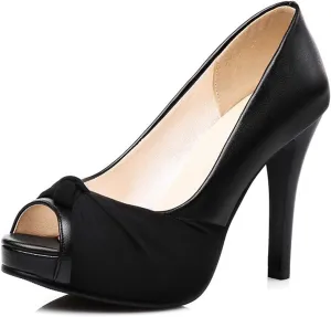 WOilERQ Women's High Heels Peep Toe Pumps Platform Shoes Open Toe Waterproof Platform High Heels Slingbacks Pumps for Dress Wedding Party Sandals,Black,40