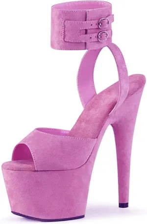 WOilERQ Womens Suede Sandals Platform Peep Open Toe Ankle Strap Slingback Super high Heels Sexy Nightclub Pole Dancing Stripper Club Dress Shoes 17cm,Purple,5.5