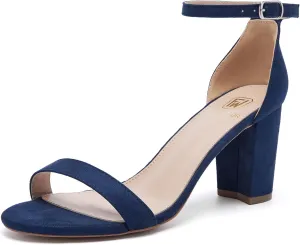 Women Open Toe Low Chunky Short Heels Ankle Strap Block Heel Sandals Party Dress Wedding Pump Shoes