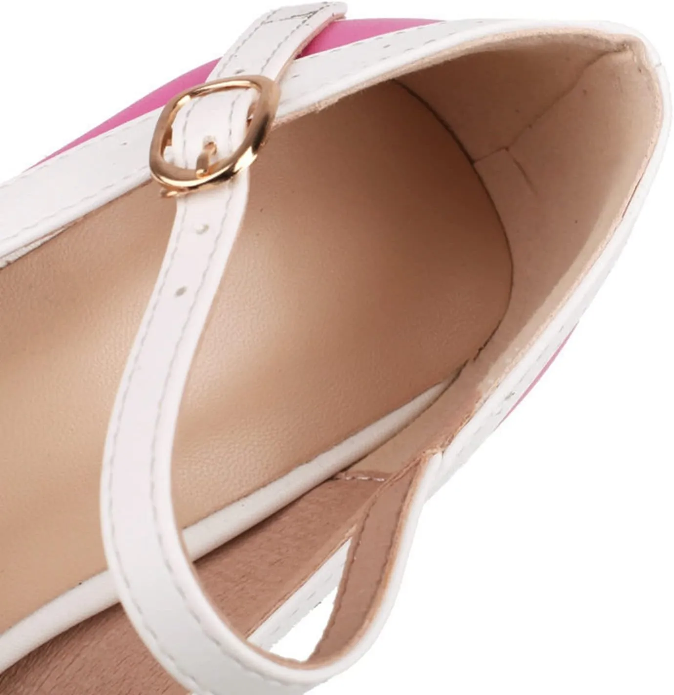 Women Round Toe Mary Jane Pumps High Chunky Heel Two Tone Comfort Fashion Bow Dressy Lolita Shoes