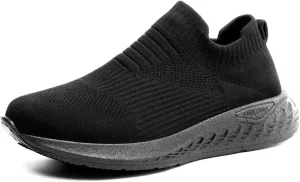 Womens Food Service Non Slip Work Shoes, Black, Slip-On Style Comfortable for Chef Nurse Work