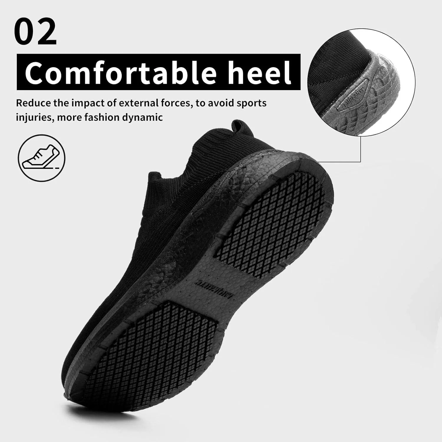 Womens Food Service Non Slip Work Shoes, Black, Slip-On Style Comfortable for Chef Nurse Work