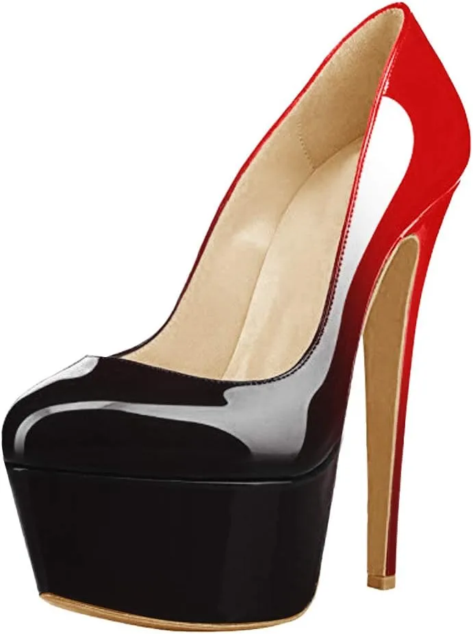 Women's High Heel Platform Round Closed Toe Dress Pump Shoes