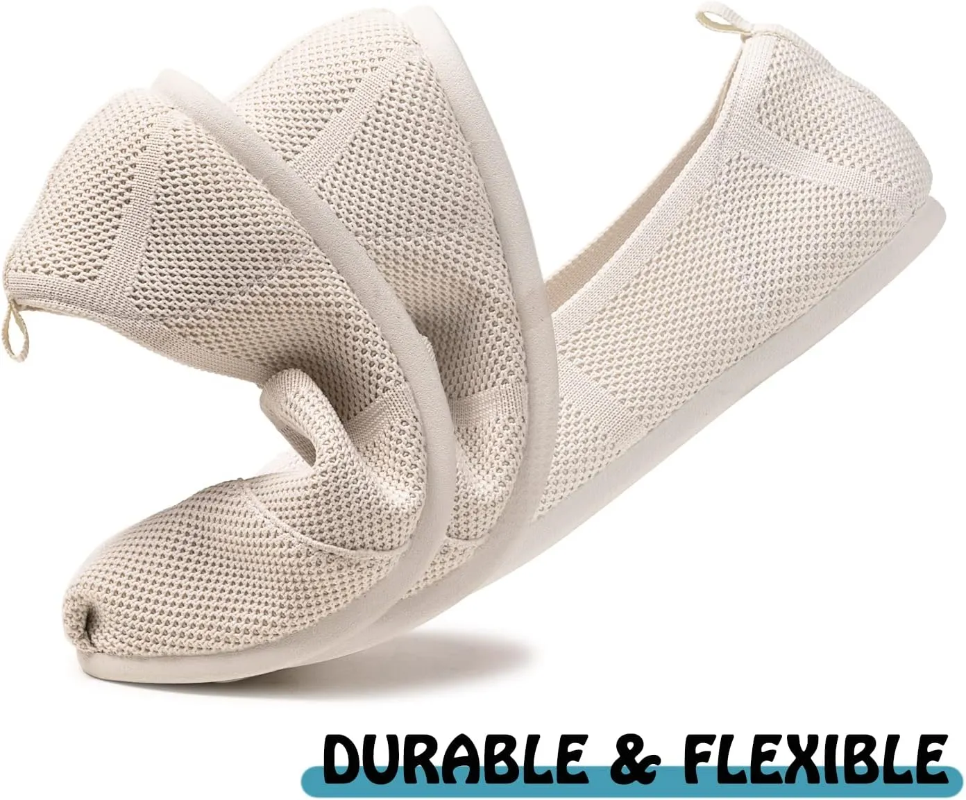 Women's Knit Flat Shoes,Classic Casual Washable Shoes,Comfortable Walking Slip-On Ballerina Square Toe Shoes for Women