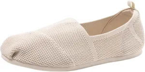 Women's Knit Flat Shoes,Classic Casual Washable Shoes,Comfortable Walking Slip-On Ballerina Square Toe Shoes for Women