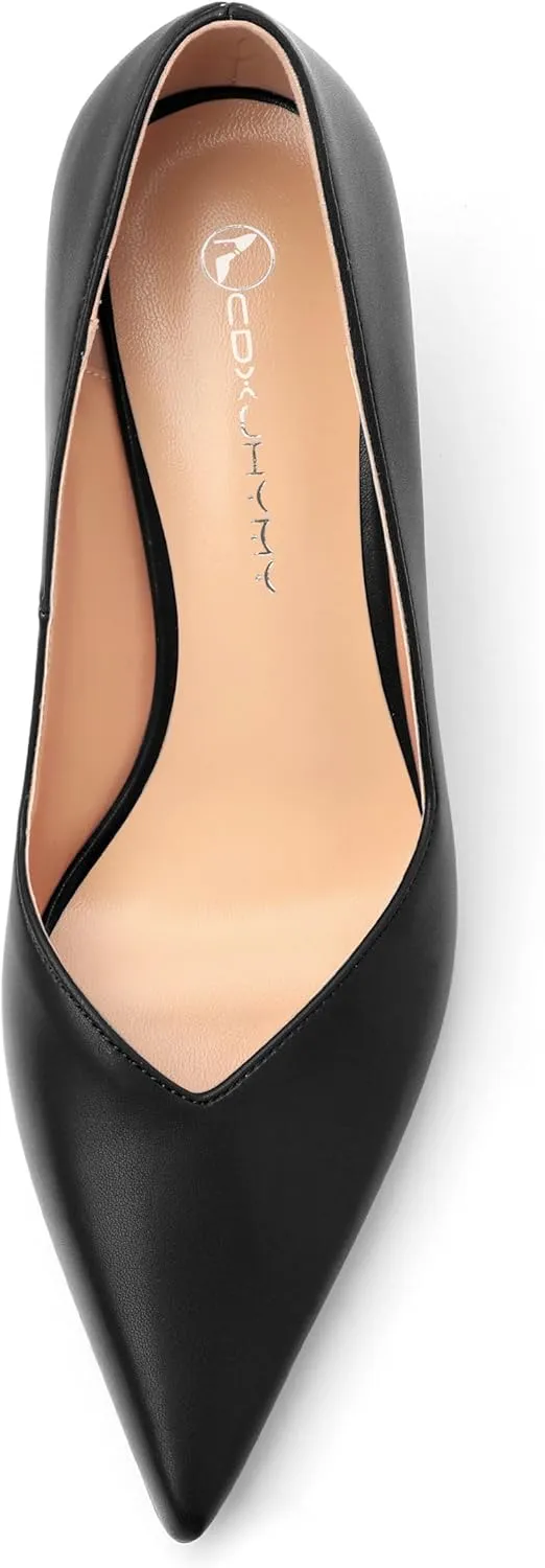 Women's Pumps, Pointed Closed Toe Kitten Heels for Women, Comfortable Mid Heel Women's Dress Shoes 2.5 inch