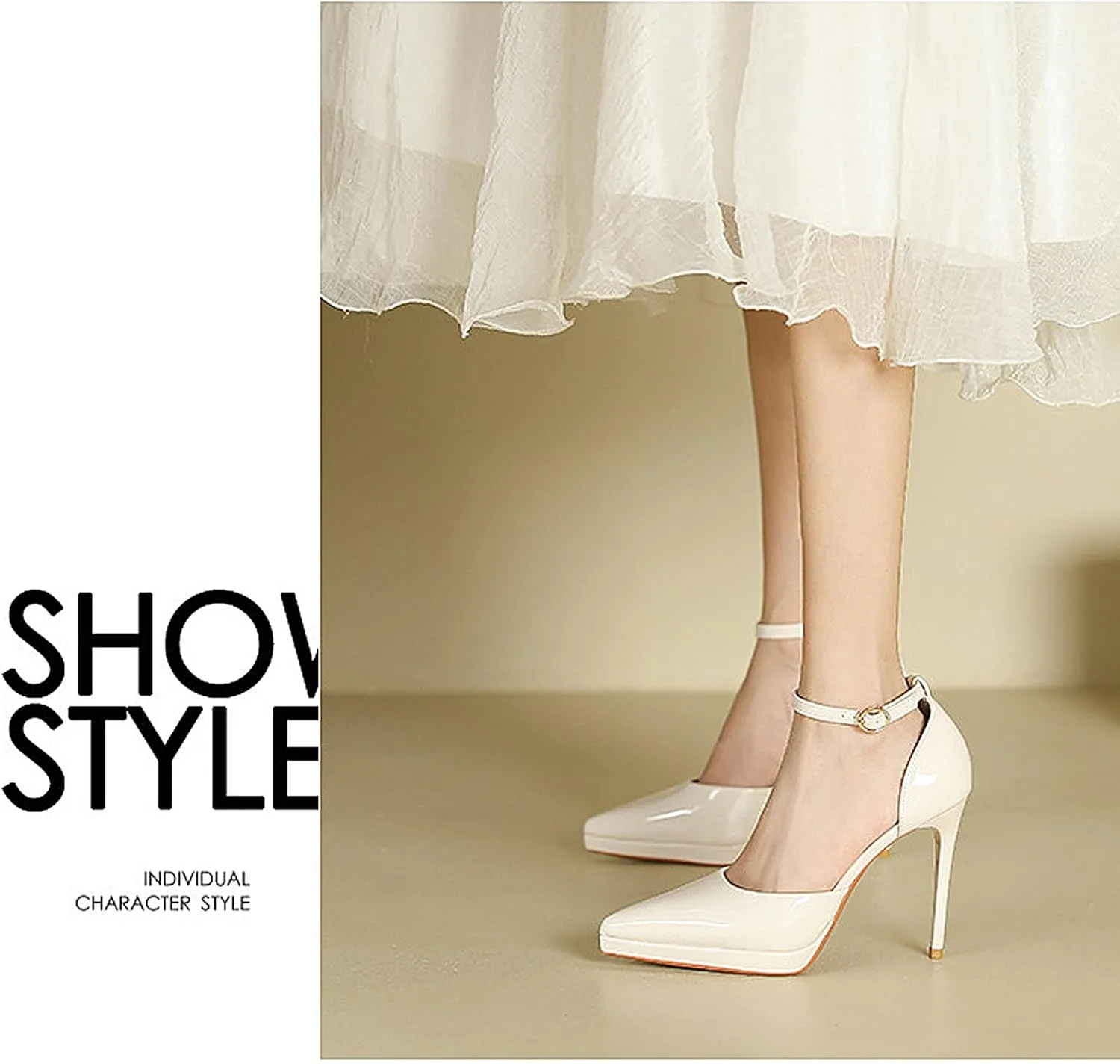 Womens Sandals Platform Ankle Strap Stiletto High Heel Dress Waterproof Pointed Toe Heels Closed Pumps Patent Leather Office Wedding Party Shoes