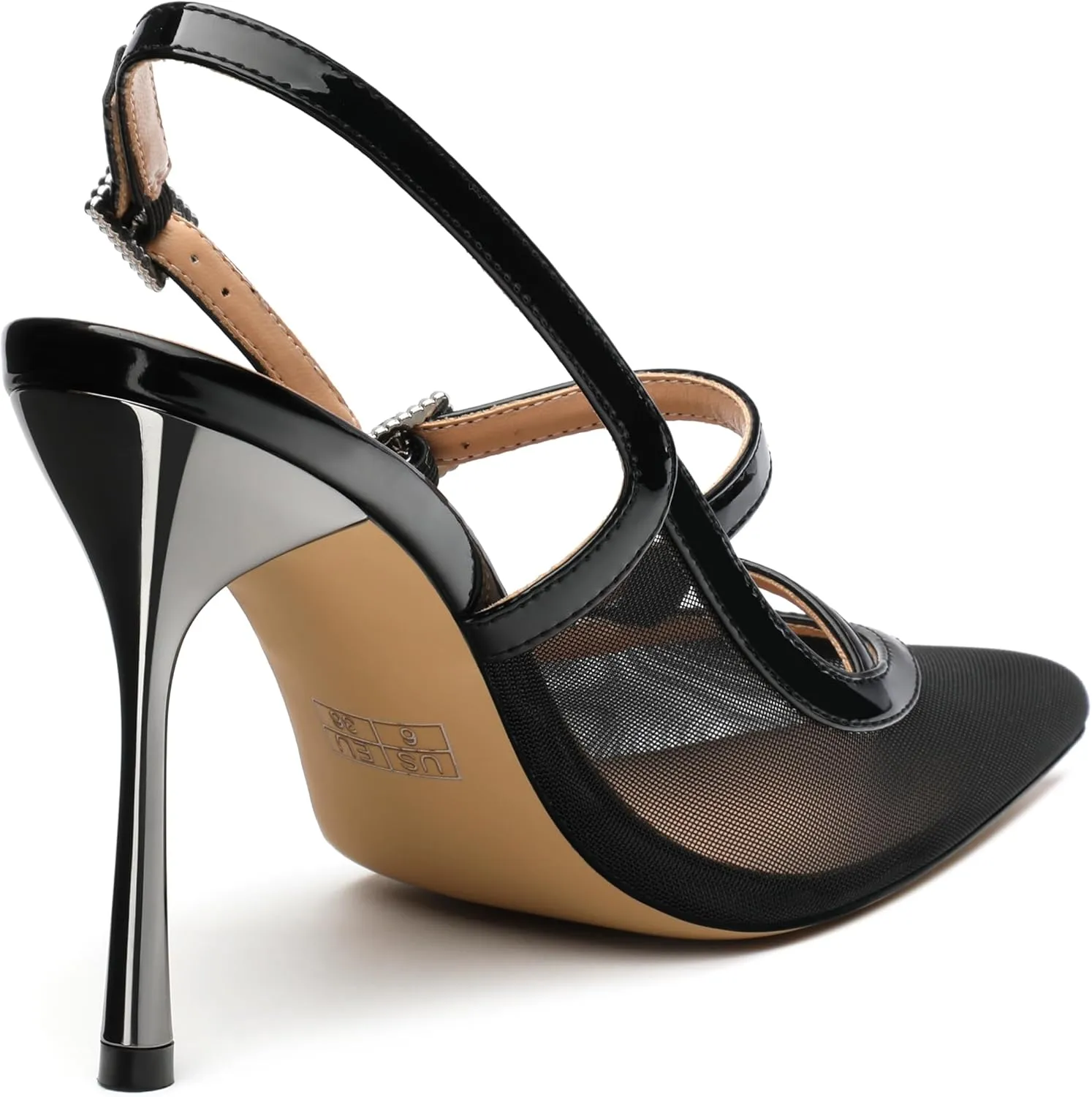 Womens Slingback Heels for Women Pointed Toe Closed Porosity Mesh Pumps Slip on Heeled Sandals Party Work Dress Shoes 3.5 Inch
