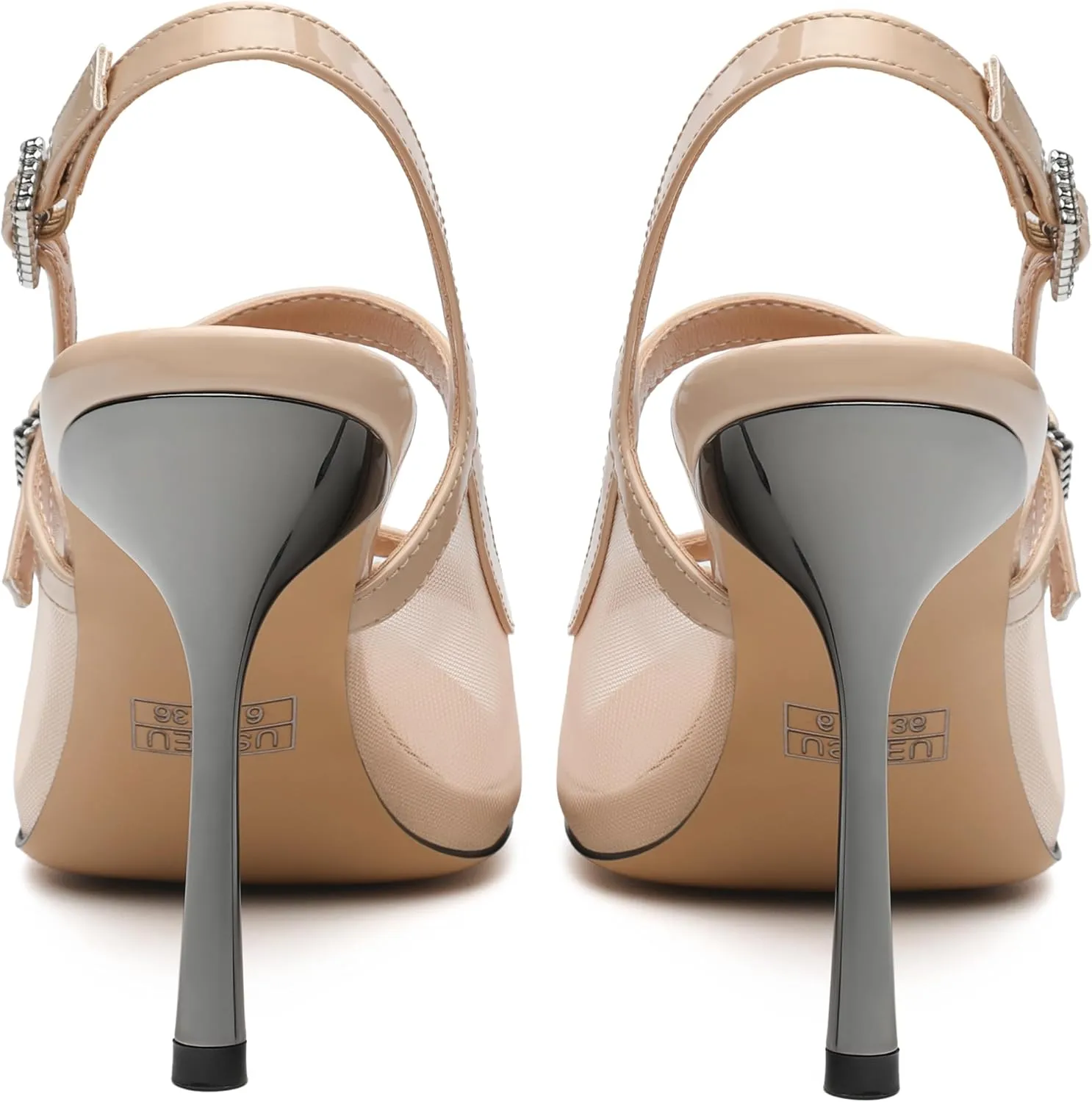 Womens Slingback Heels for Women Pointed Toe Closed Porosity Mesh Pumps Slip on Heeled Sandals Party Work Dress Shoes 3.5 Inch
