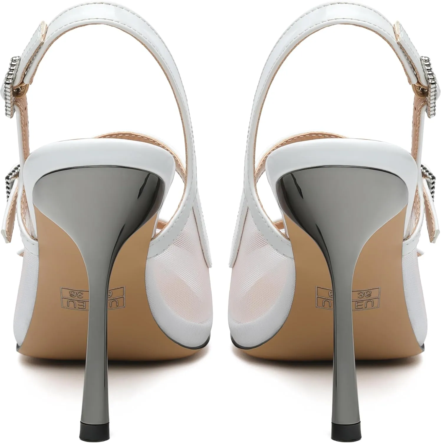 Womens Slingback Heels for Women Pointed Toe Closed Porosity Mesh Pumps Slip on Heeled Sandals Party Work Dress Shoes 3.5 Inch