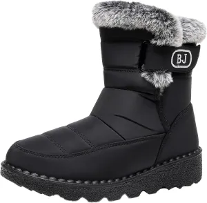Womens Snow Boots Waterproof Anti-slip Winter Boots Classic Warm Fur Booties Cold Weather Lace Up Ankle Boots Thickening Winter Shoes Walking Hiking Booties