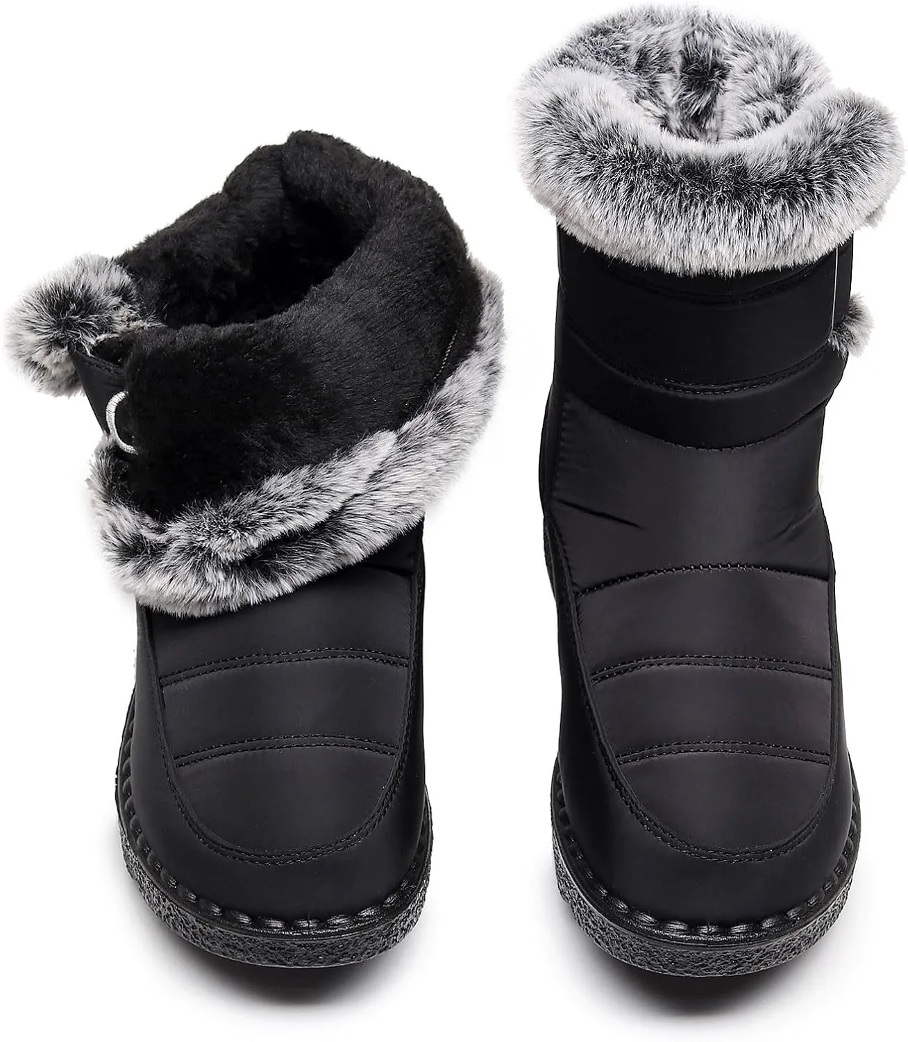 Womens Snow Boots Waterproof Anti-slip Winter Boots Classic Warm Fur Booties Cold Weather Lace Up Ankle Boots Thickening Winter Shoes Walking Hiking Booties
