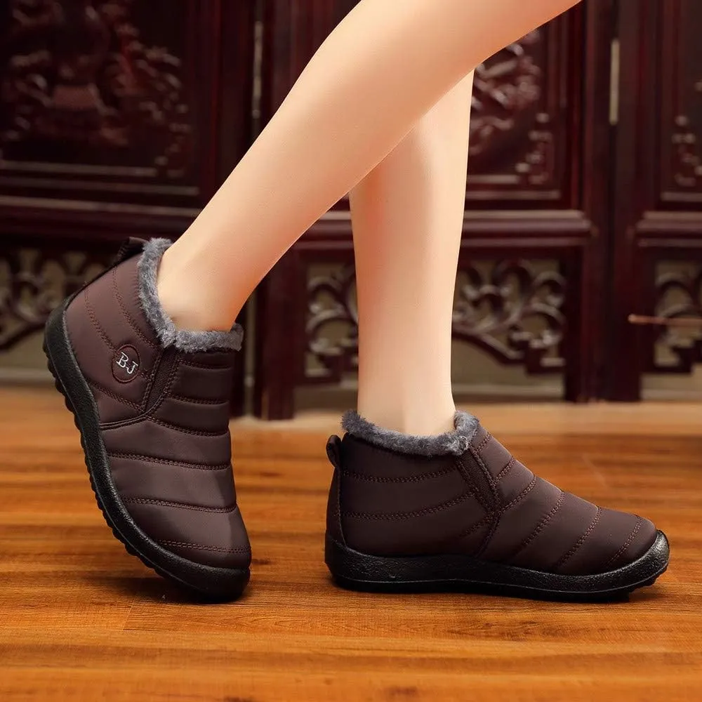 Women's Snow Boots Waterproof Winter Boots Non-slip Fuzzy Fur Booties Casual Slip on Ankle Boots Thickening Winter Shoes Walking Hiking Booties