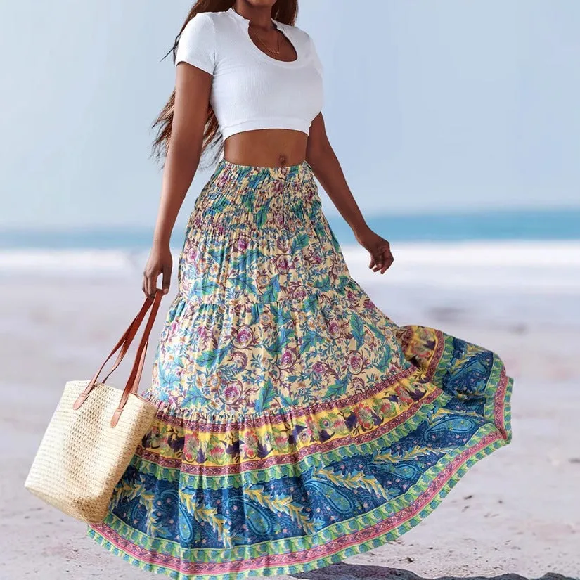 Womens Strapless Dress  Cotton Blend  Flared Midi  Floral Print  Convertible Wear
