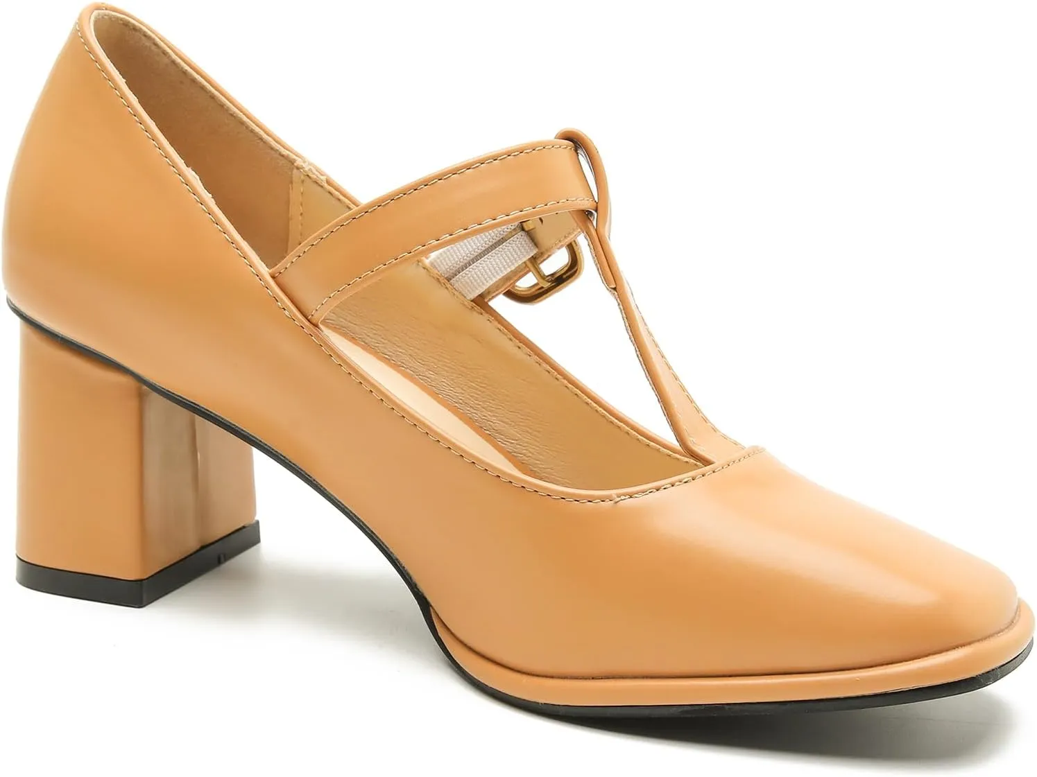 Womens T-Strap Vintage Heels Mary Jane Dress Shoes Block Chunky Heels Office Work Pumps