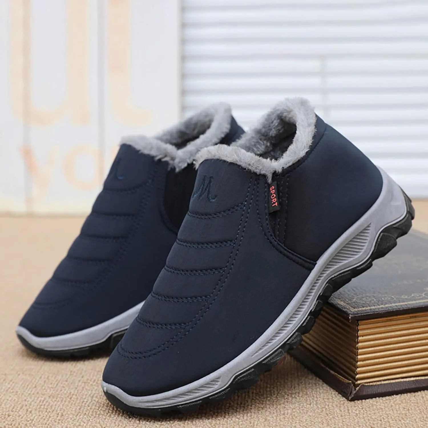 Womens Winter Snow Boots Men Unisex Waterproof Fur Lined Warm Ankle Boots Slip On Outdoor Boot Walking Shoes