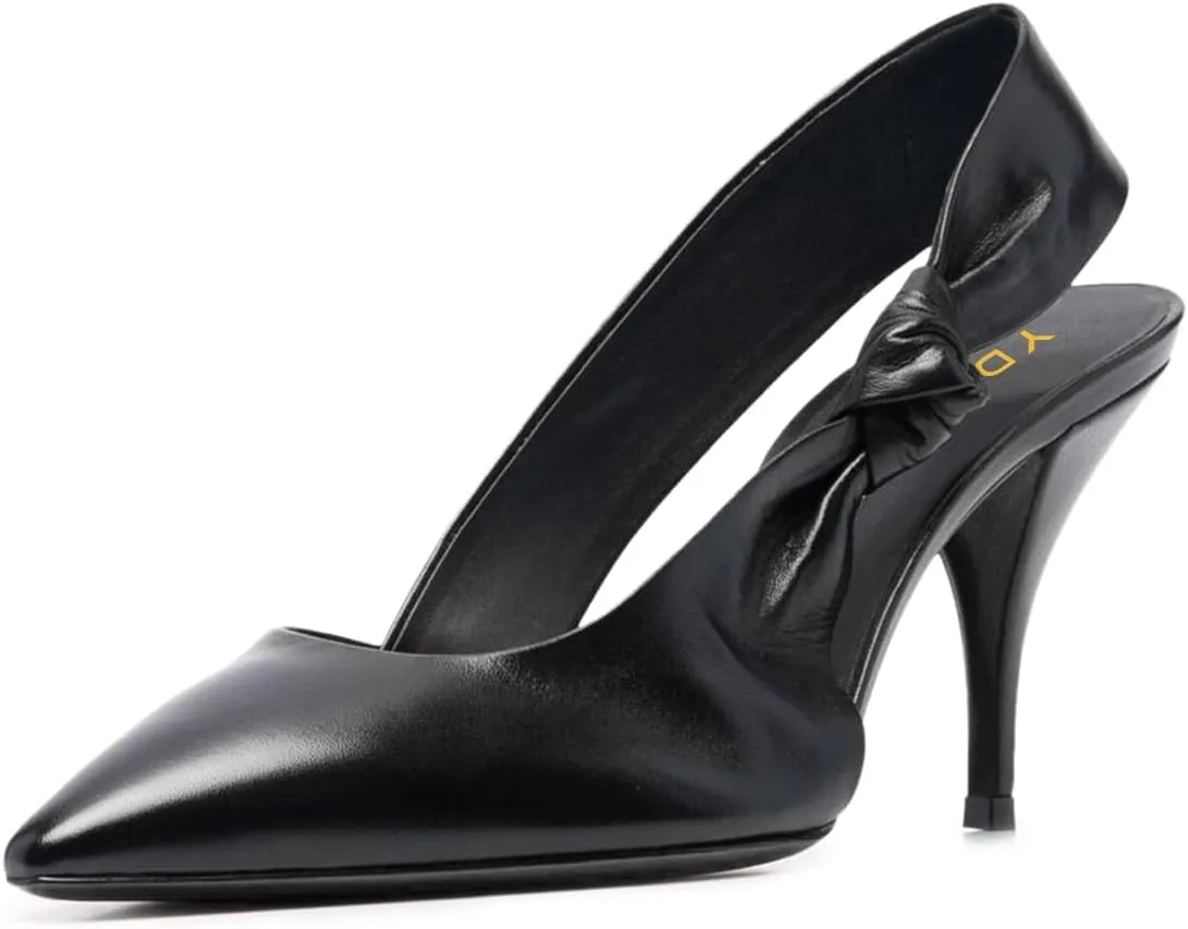 YDN Women's Sexy Pointy Toe Slingback Pumps Stiletto High Heels Knot Style Slip On Sandals Shoes Size 4-16 US