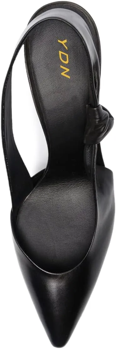 YDN Women's Sexy Pointy Toe Slingback Pumps Stiletto High Heels Knot Style Slip On Sandals Shoes Size 4-16 US