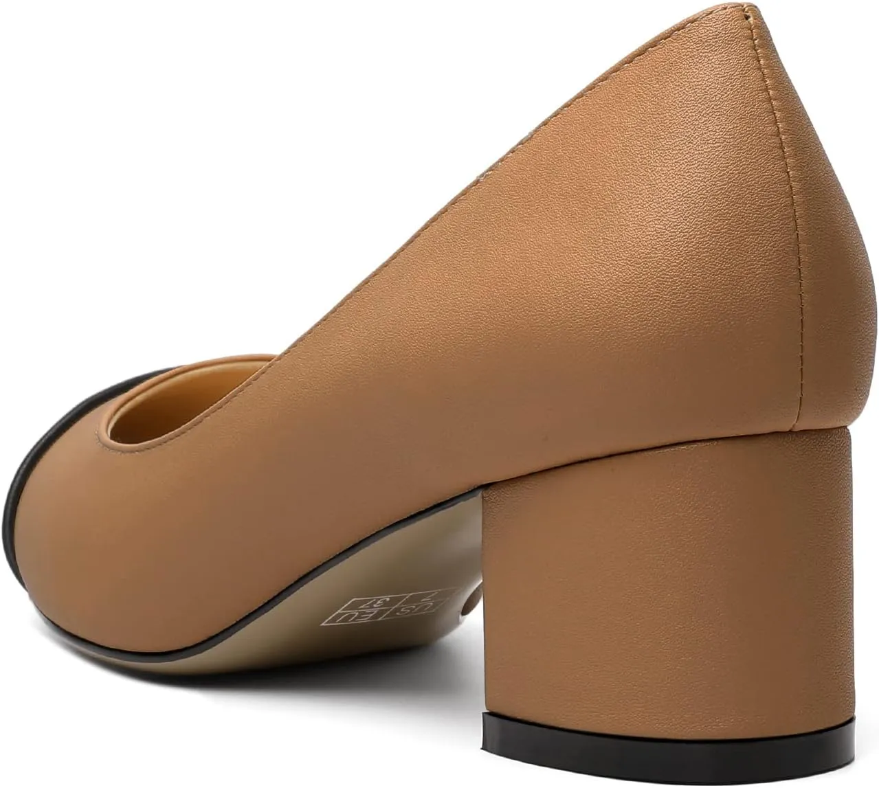 Zamikoo Women's Block Heel Pumps, Pointed Toe Slip on Classic Chunky Low Heel Cap Toe Dress Shoes for Office Wedding Work Evening 2 Inches