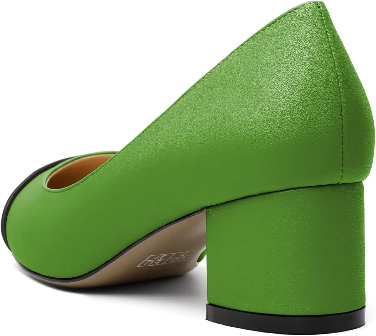 Zamikoo Women's Block Heel Pumps, Pointed Toe Slip on Classic Chunky Low Heel Cap Toe Dress Shoes for Office Wedding Work Evening 2 Inches